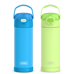 16oz FUNtainer® Water Bottles with Locking Lids Electric Blue & Neon Lime Bundle