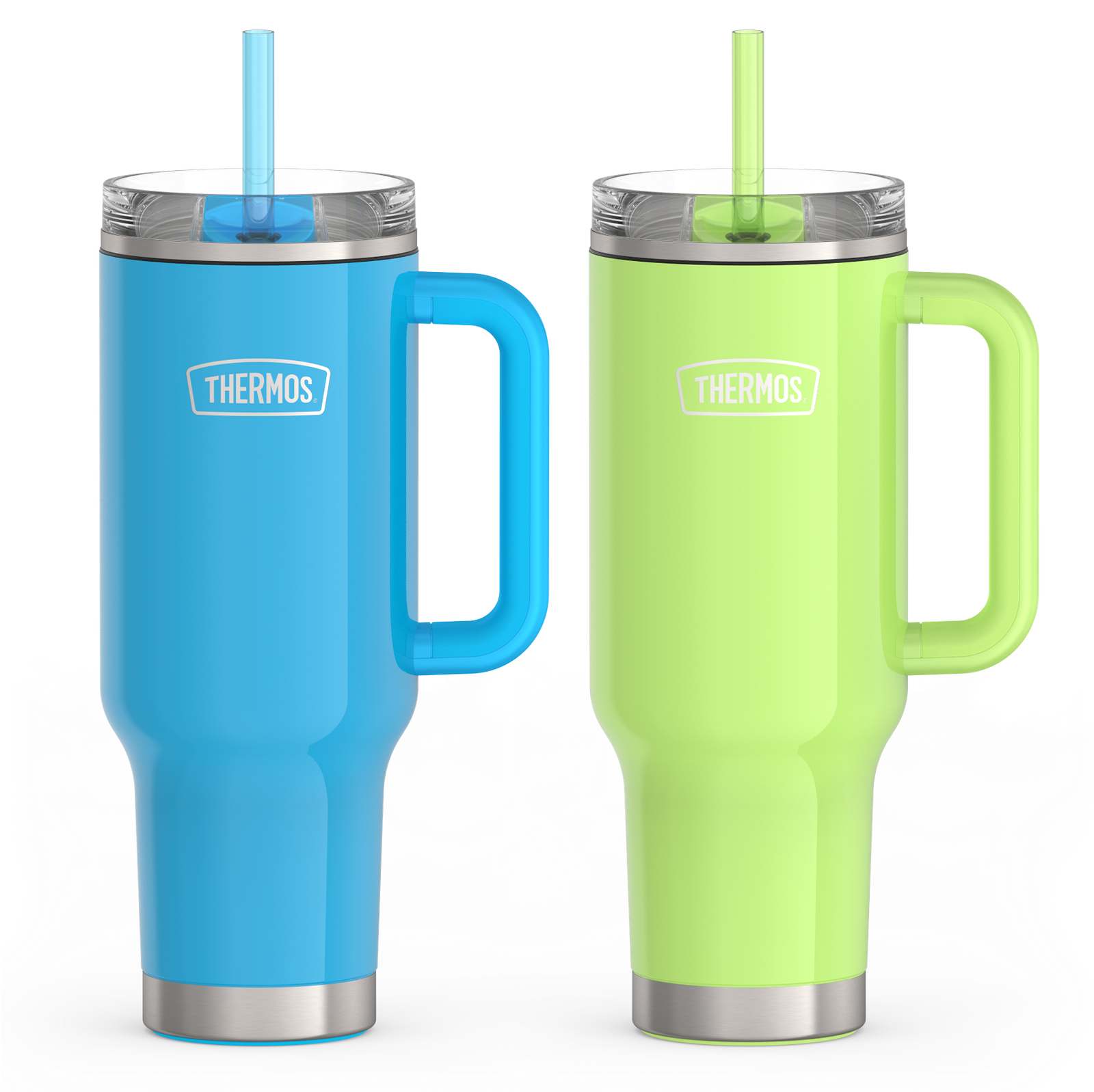 40oz Glossy Cup Holder Mug Bundle - Bright Blue & Lime