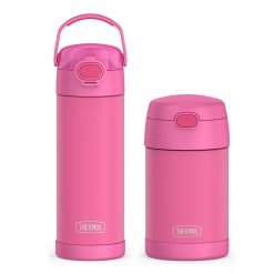 16oz FUNtainer® Water Bottle with Locking Lid & Food Jar Bundle - Neon Pink