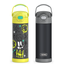 16oz FUNtainer® Water Bottles with Locking Lids Charcoal & Graffiti Bundle