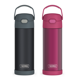 16oz FUNtainer® Water Bottles Translucent Charcoal & Rosewood Bundle